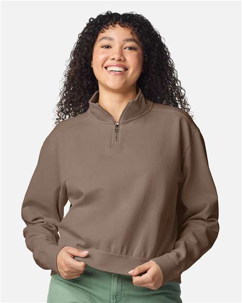 Women's Garment-Dyed Mid-Length Quarter-Zip Sweatshirt