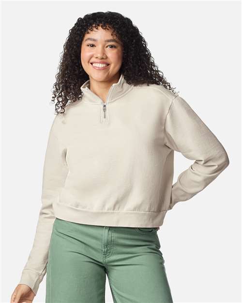 Women's Garment-Dyed Mid-Length Quarter-Zip Sweatshirt